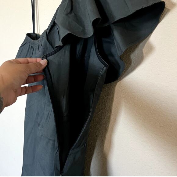 A.L.C. Evangeline Flared One Shoulder Ruffle Midi Dress Sz 6 - Picture 7 of 10